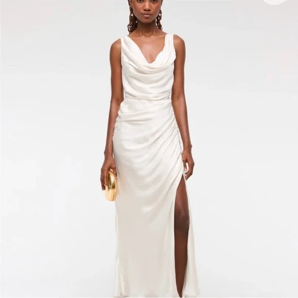 NWT Abercrombie & Fitch Cowl Neck Draped Maxi Dress Sz S - Picture 1 of 9